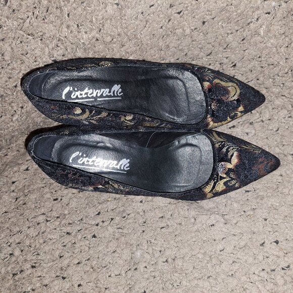 L’INTERVALLE-Made in Spain-Black Velvet Floral-Pumps-Sz 38-NWOB - Picture 7 of 8